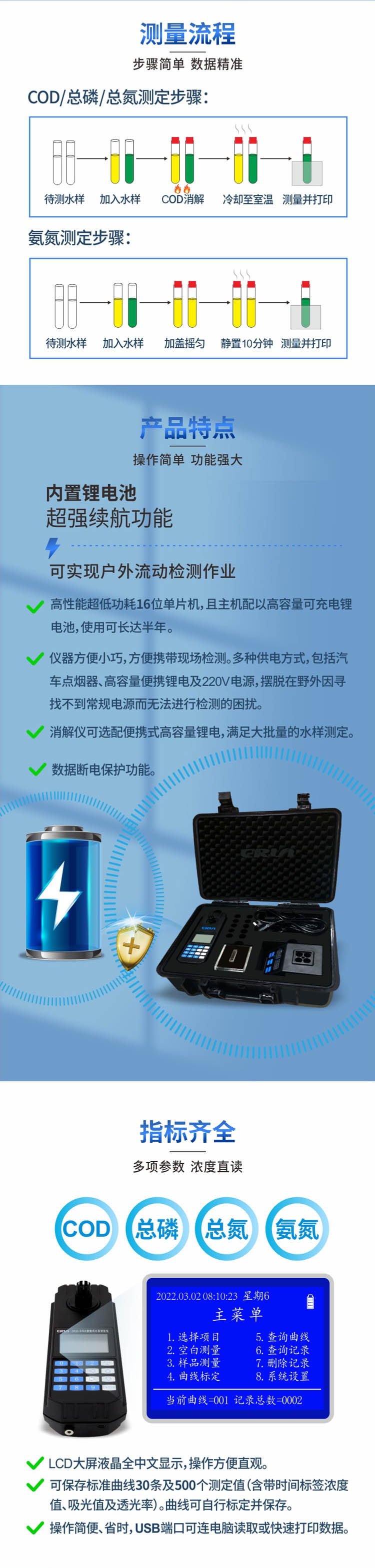 便攜式多參數(shù)COD、氨氮、總磷、總氮水質(zhì)測(cè)定儀